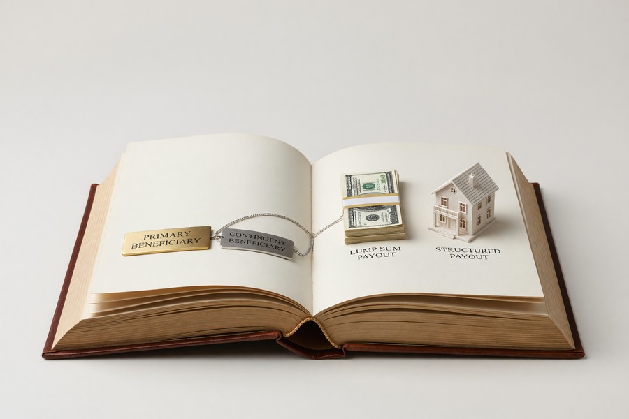 Side-by-side comparison chart showing term life versus whole life death benefit structures