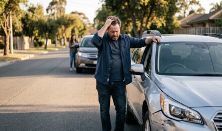 Driver reviewing auto insurance claim documents after a car accident