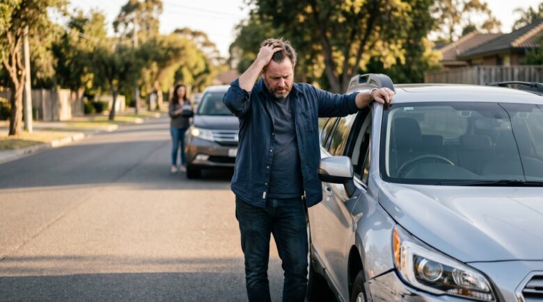 Driver reviewing auto insurance claim documents after a car accident