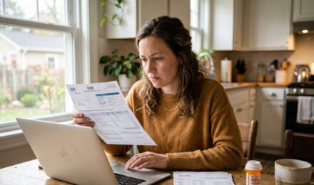 Person reviewing health insurance deductible documents and avoiding common mistakes