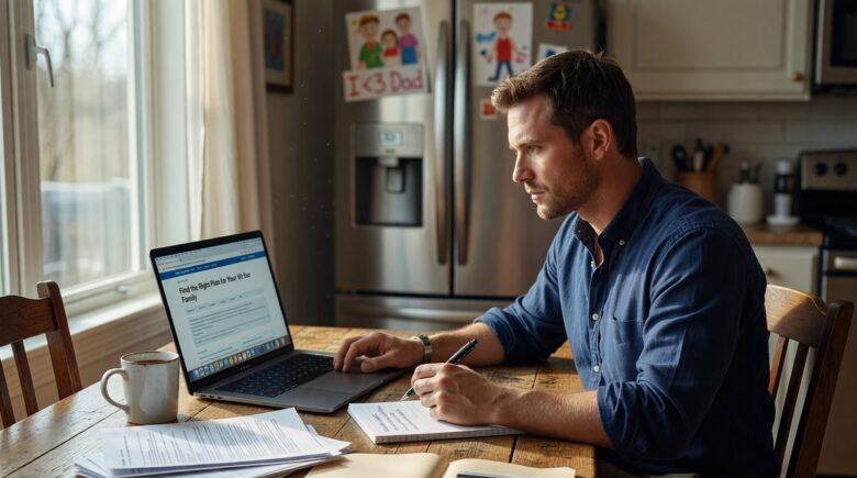 Person reviewing health insurance options on a laptop after losing their job