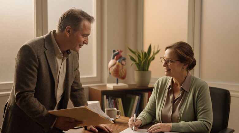 Person reviewing term life insurance policy options with a pre-existing medical condition