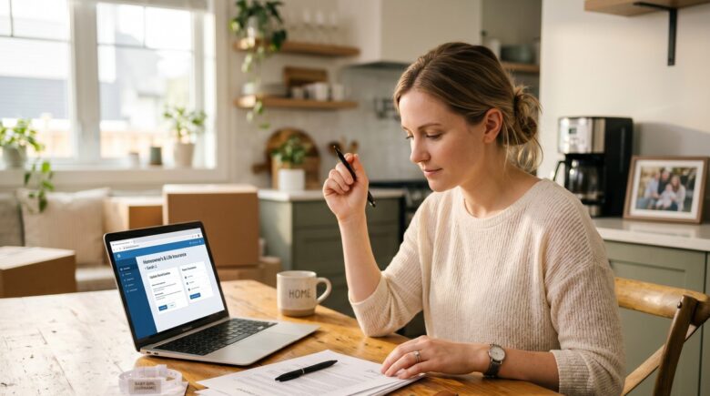 Person reviewing insurance documents after a major life event such as marriage or having a baby