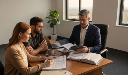 Captive vs independent insurance agent sitting across a desk helping a client compare insurance options