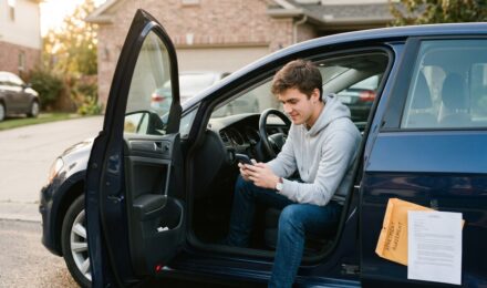 Young driver under 25 comparing affordable car insurance options on a laptop