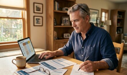 55-year-old man reviewing health insurance bridge plan options before Medicare eligibility at age 65