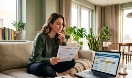 30-year-old reviewing health insurance plan options on a laptop
