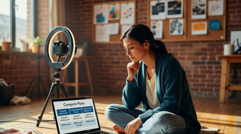Gig worker reviewing health insurance coverage options on a laptop
