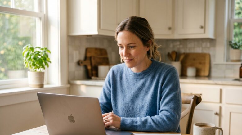 Person reviewing health insurance premium tax credit options on a laptop with financial documents nearby