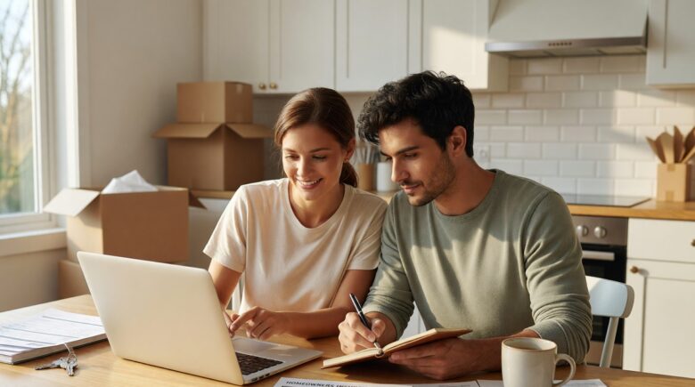 First-time homebuyer reviewing homeowners insurance quotes before closing on a new home