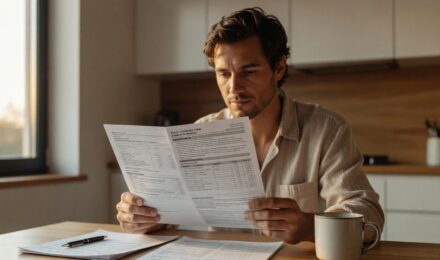 Close-up of an insurance declarations page with highlighted coverage details and policy information