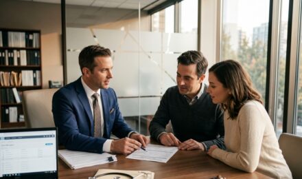 Insurance agent reviewing documents during the insurance policy approval process