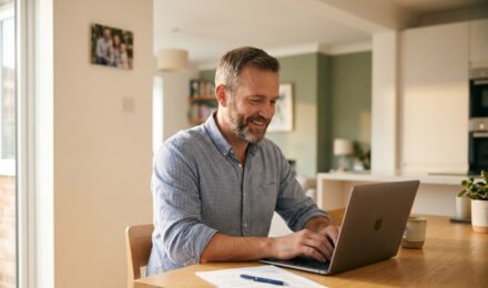 Person reviewing no medical exam term life insurance options on a laptop at home
