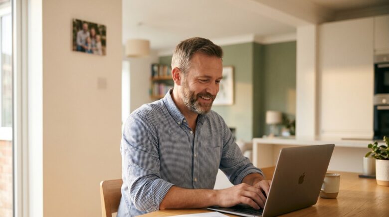 Person reviewing no medical exam term life insurance options on a laptop at home