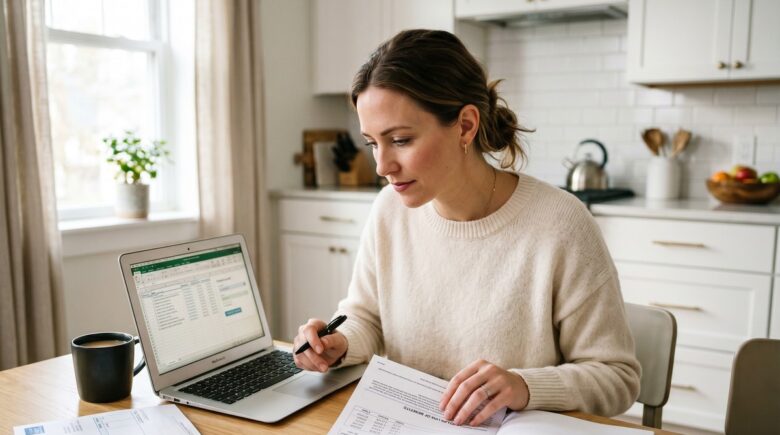 Person reviewing health insurance out of pocket maximum on a medical bill at a desk
