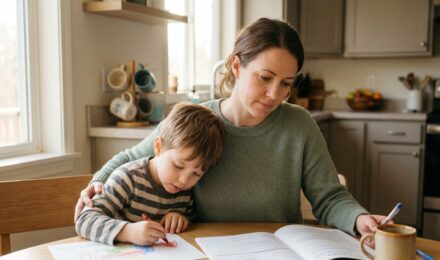 Parent reviewing term life insurance policy documents after divorce to protect their children's financial future