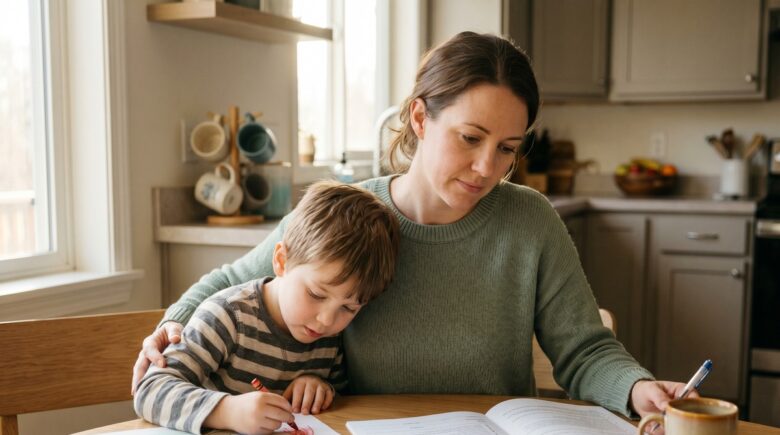 Parent reviewing term life insurance policy documents after divorce to protect their children's financial future