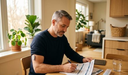 Diabetic person reviewing term life insurance policy options with an insurance agent