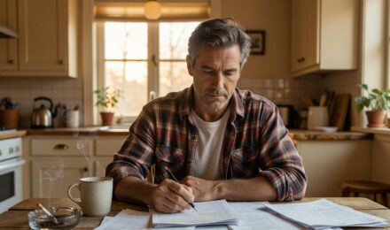 Smoker comparing term life insurance quotes on a laptop to find affordable coverage