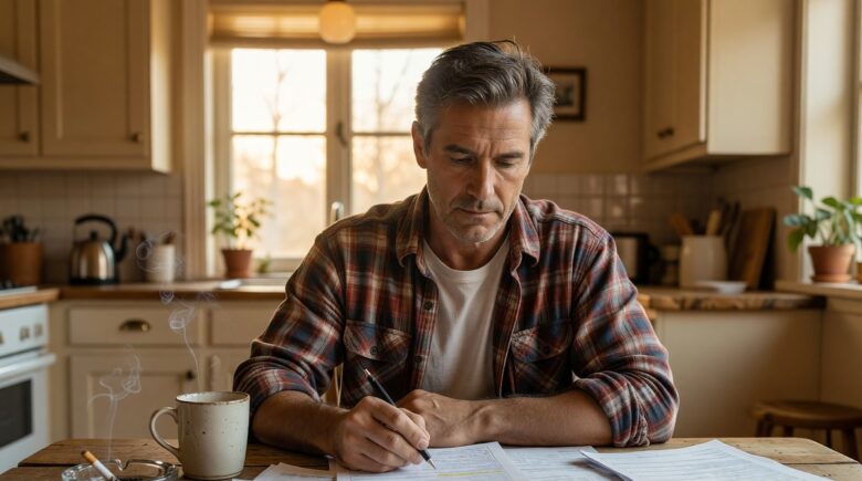 Smoker comparing term life insurance quotes on a laptop to find affordable coverage