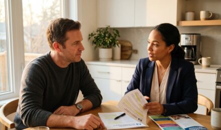 Person reviewing term life insurance riders and policy add-on options with an insurance agent