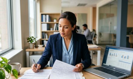 Insurance underwriter reviewing a term life insurance application step by step