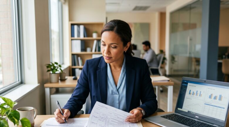 Insurance underwriter reviewing a term life insurance application step by step