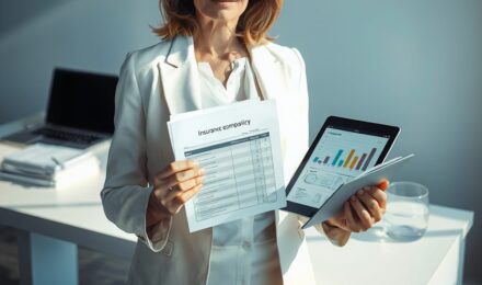 A person reviewing insurance policies on a laptop with a focus on safety and cost savings
