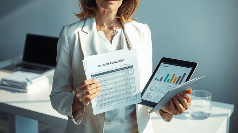 A person reviewing insurance policies on a laptop with a focus on safety and cost savings