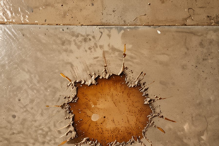 Photo documentation of water damage before cleanup, showing carpet and wall stains.